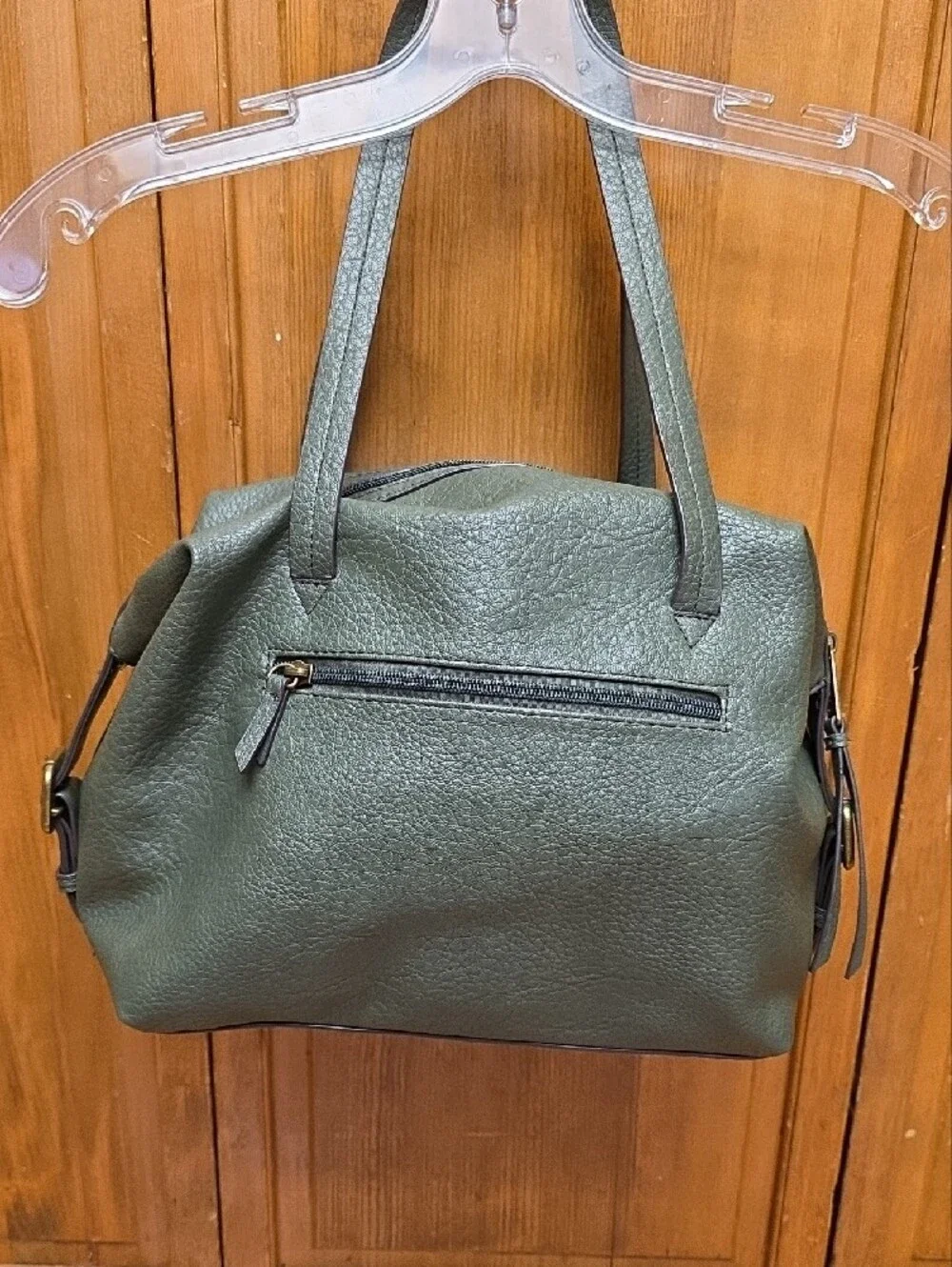 NEW a.n.a. Louise Satchel Faux Leather Studded Handbag Purse Avocado Green